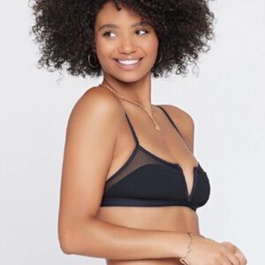 NWOT L*Space Black Ribbed & Mesh Sadie Bikini Top